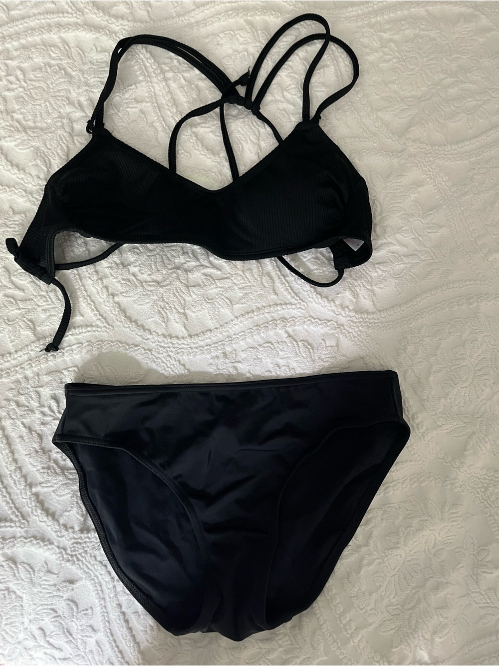 Free w any purchase. Xhilaration Black Strappy Bikini Top with Classic Bottom